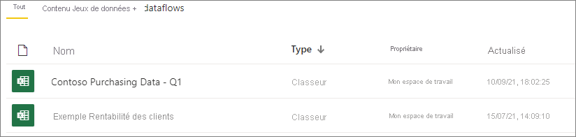 Capture d’écran montrant des classeurs Excel dans un espace de travail.