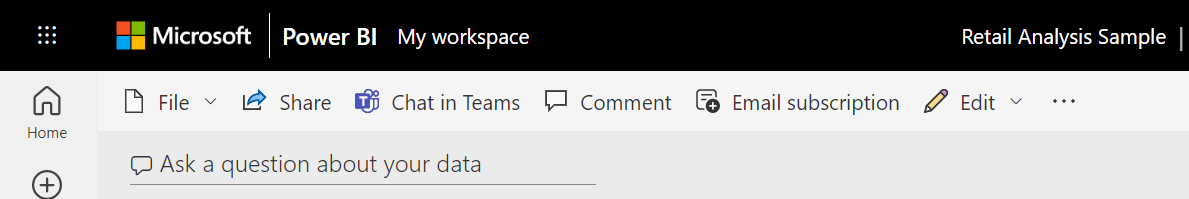 Capture d’écran de la zone question Q&A dans le tableau de bord Power BI.