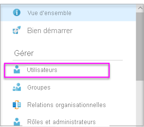 capture d’écran de l’onglet Utilisateurs et groupes Microsoft Entra.