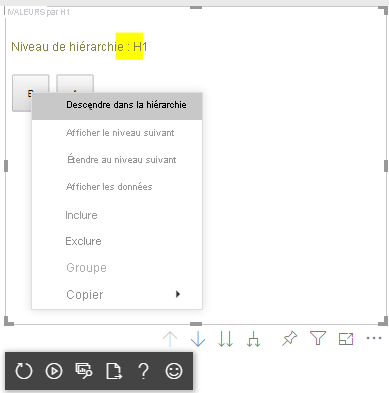 Menu contextuel dans le visuel