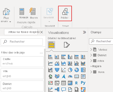 Screenshot of Power BI Desktop showing the Publish button.