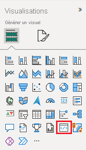 Capture d’écran du visuel de développeur dans le volet Visualisations.