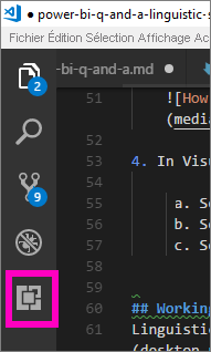 Screenshot of the left menu in Visual Studio Code with the Extensions icon highlighted.