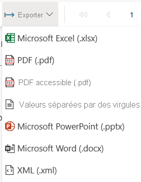 Capture d’écran de l’option Exporter dans le service Power BI.