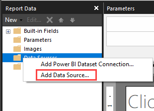 Capture d’écran montrant l’option Ajouter une source de données.