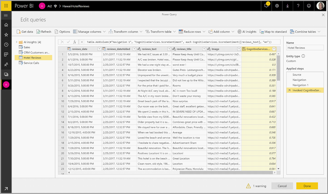 Capture d’écran montrant une nouvelle colonne créée dans Power Query.