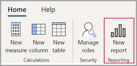 Capture d’écran de la sélection du bouton de nouveau rapport à partir du ruban.