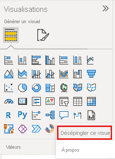 Capture d'écran de l'option permettant de retirer une visualisation du volet de visualisation.