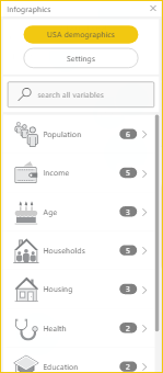 Capture d’écran montrant le volet Infographies.