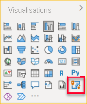 Capture d’écran montrant l’icône des cartes ArcGIS dans le volet Visualisations.