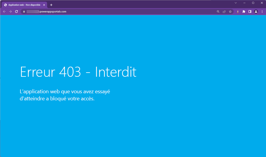 Erreur 403 lors de l’accès au site web.