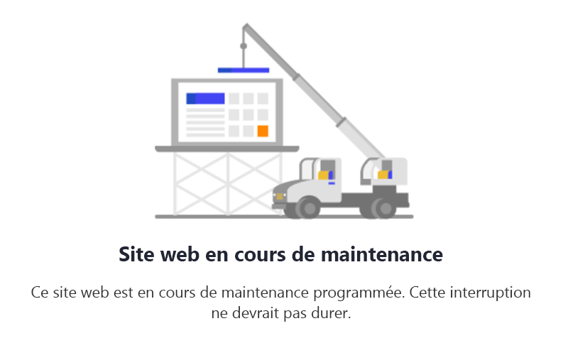 Page du mode de maintenance par défaut.