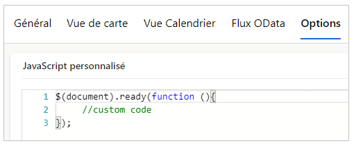 Exemple JavaScript personnalisé.