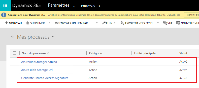 Processus de stockage Azure.