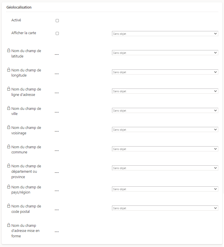 Données de géolocalisation dans un formulaire de base.