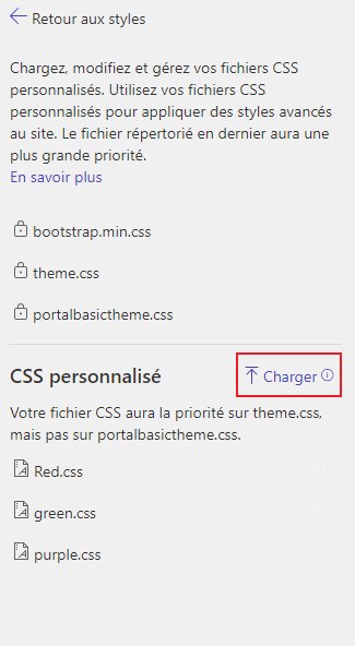 Téléchargez les fichiers CSS à l’aide du studio de conception.