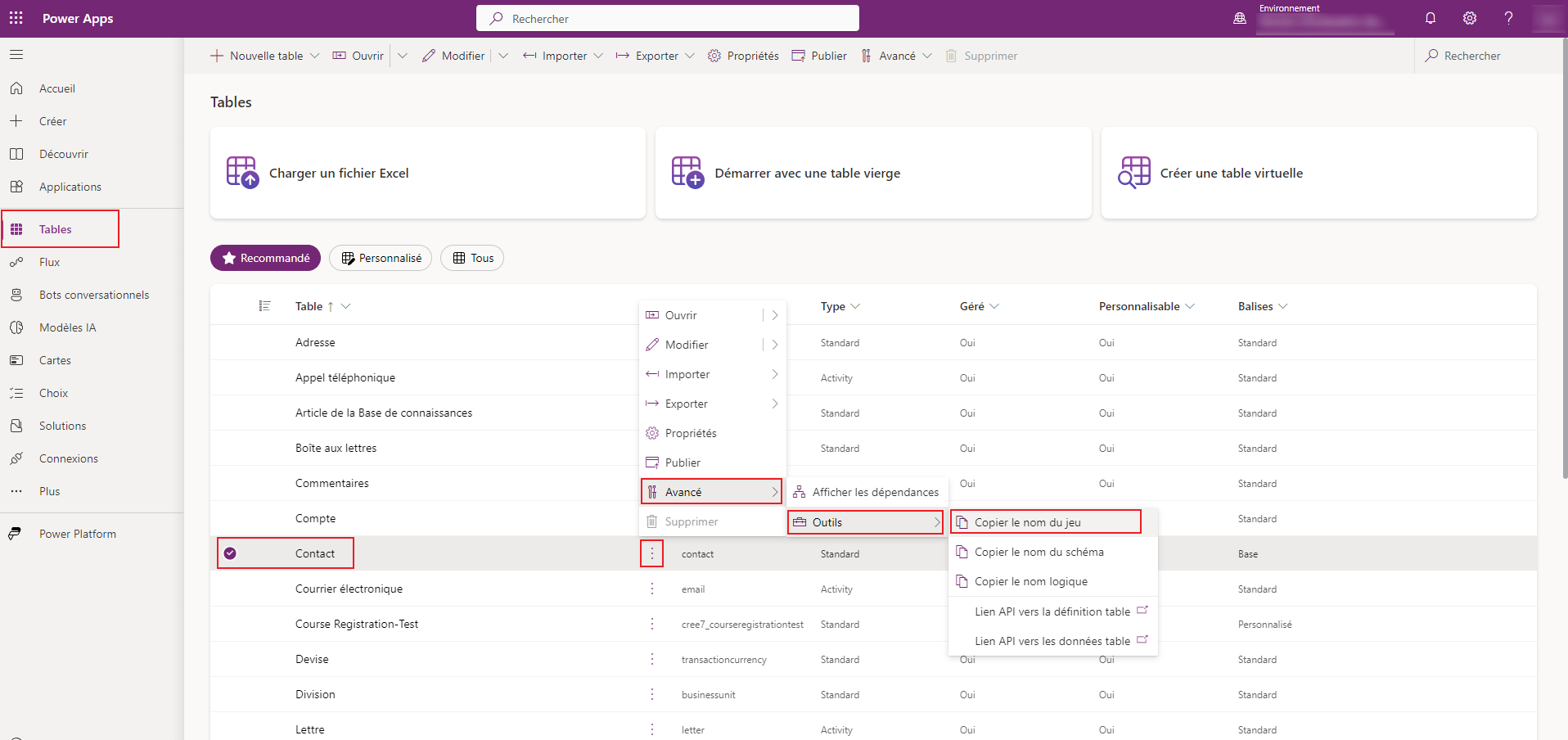 Comment localiser EntitySetName d’une table Dataverse.