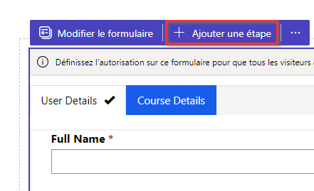 Capture d’écran de Ajouter plus d’étapes au formulaire multi-étapes.