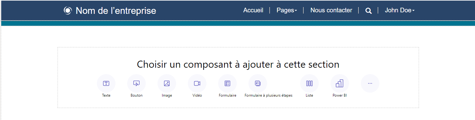 Options du menu d’ajout de composants.