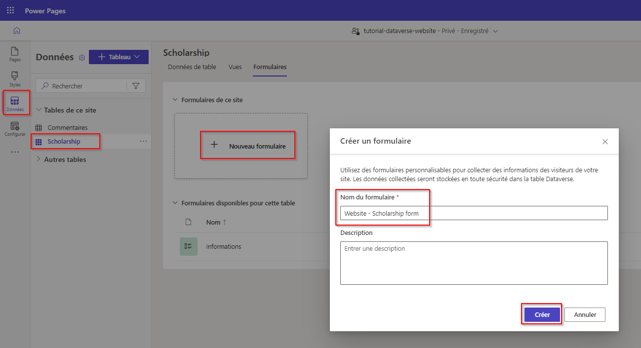 Créer un formulaire Dataverse.