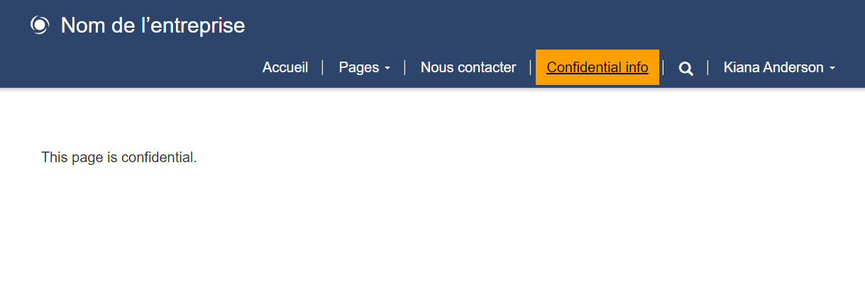 Capture d’écran confirmant que la page protégée est visible, car l’utilisateur s’est connecté.