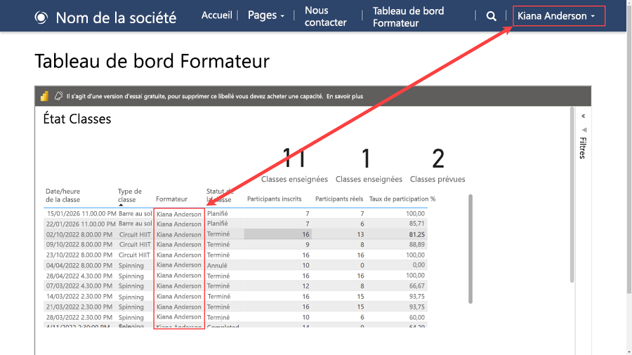 Rapport de cours sur la page Web.