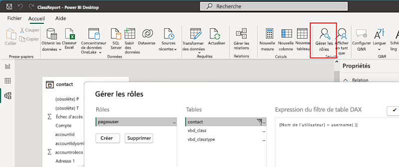 Gérer les rôles dans Power BI.