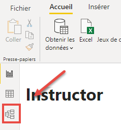 Option de modèle dans Power BI.