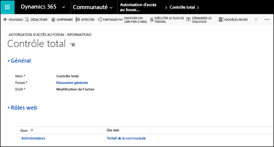 Modifier l’autorisation d’accès au forum