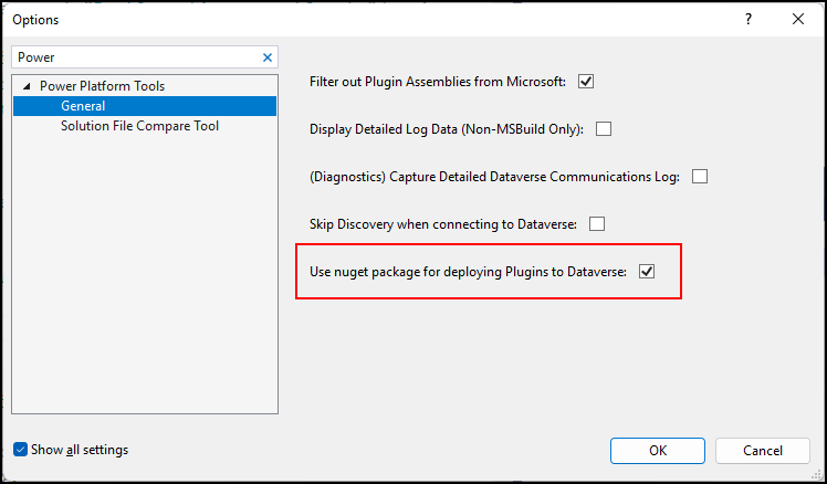 Sélectionnez Utiliser un package NuGet pour déployer des plug-ins dans Dataverse.