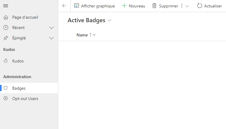 Capture d’écran montrant la sélection de Badges.