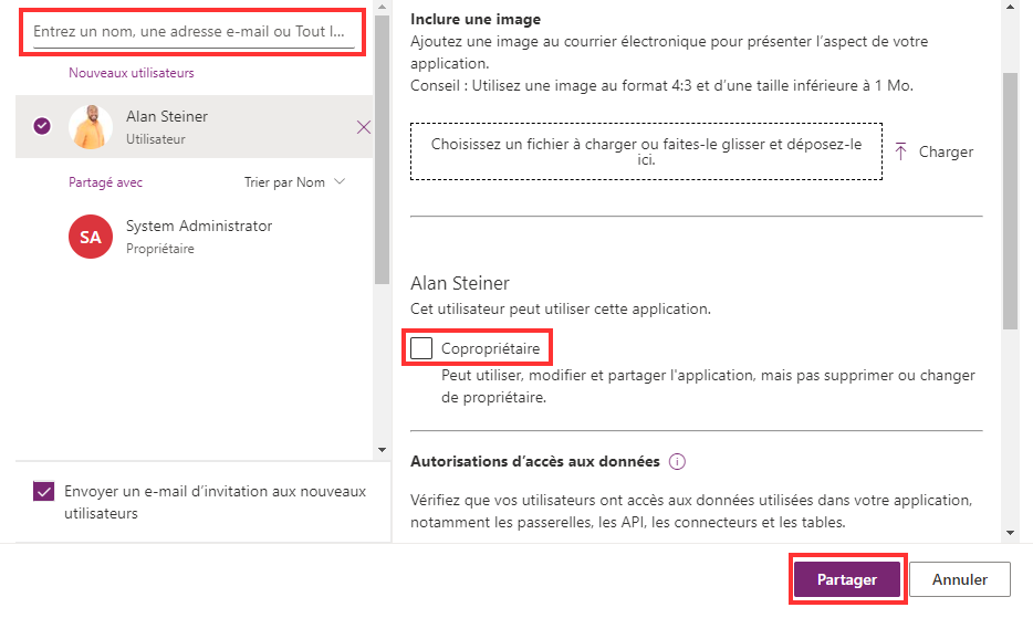 Capture d’écran du partage de l’application de prise de rendez-vous avec les utilisateurs.