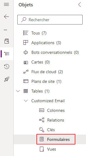 Formulaires de table