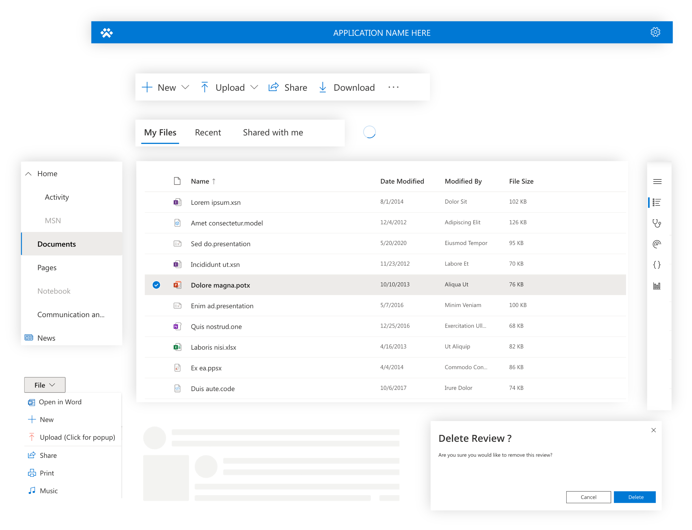 Exemples de composants d’interface utilisateur Fluent dans le kit du créateur.