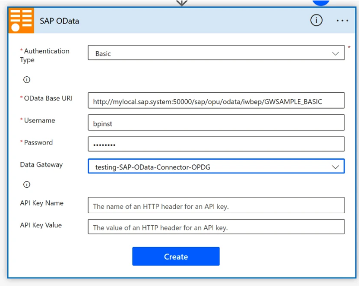 Configuration du connecteur OData dans Power Automate