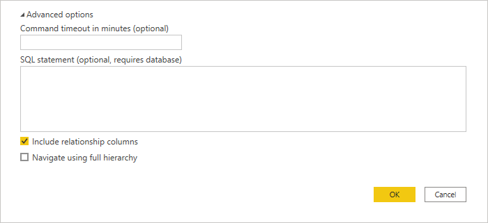  Options avancées comprises dans la boîte de dialogue de connexion PostgreSQL.