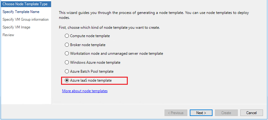 Capture d’écran montrant Choisir un type de modèle de nœud avec Azure I un modèle de nœud S sélectionné.