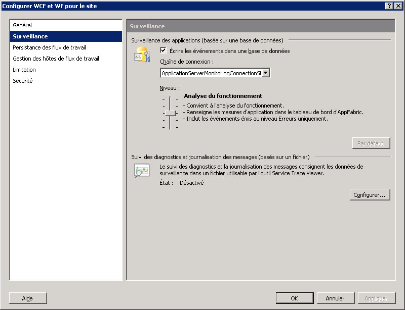 Configurer WCF et WF pour une application