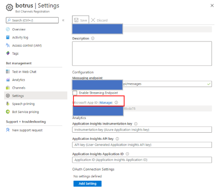 bot registration settings password