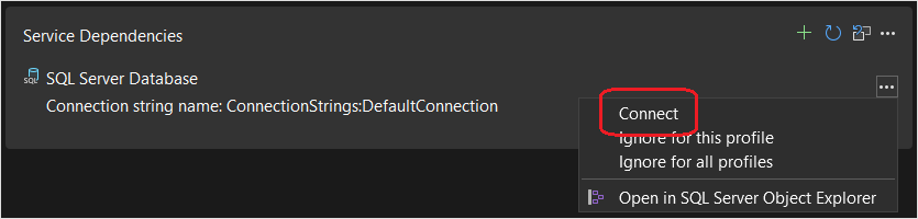 Capture d’écran montrant la sélection de la configuration du serveur S Q L.