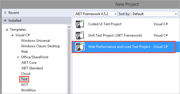 Create Web Performance and Load Test project