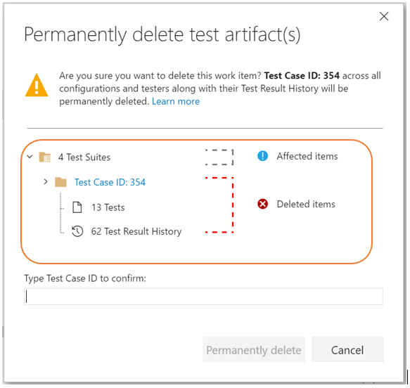 delete test artifacts confirm