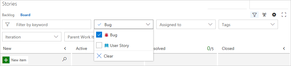 Filtering on Kanban