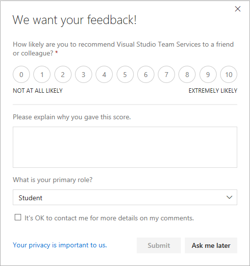 Feedback dialog