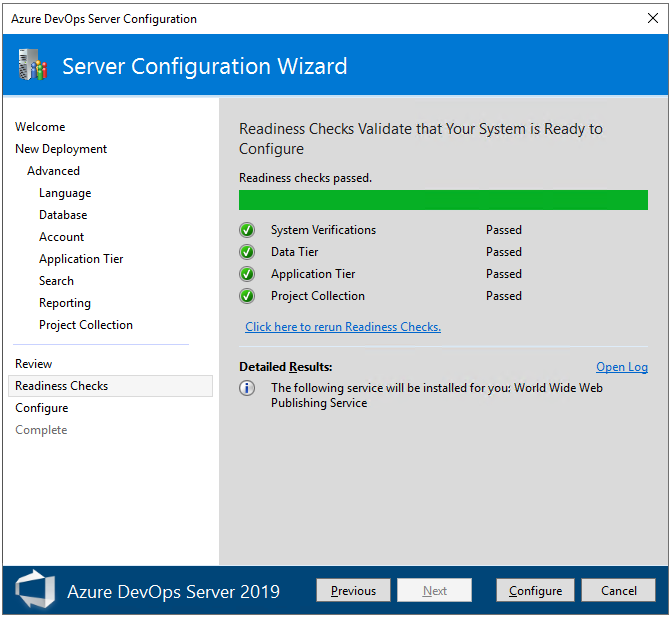 Advanced>Readiness Checks