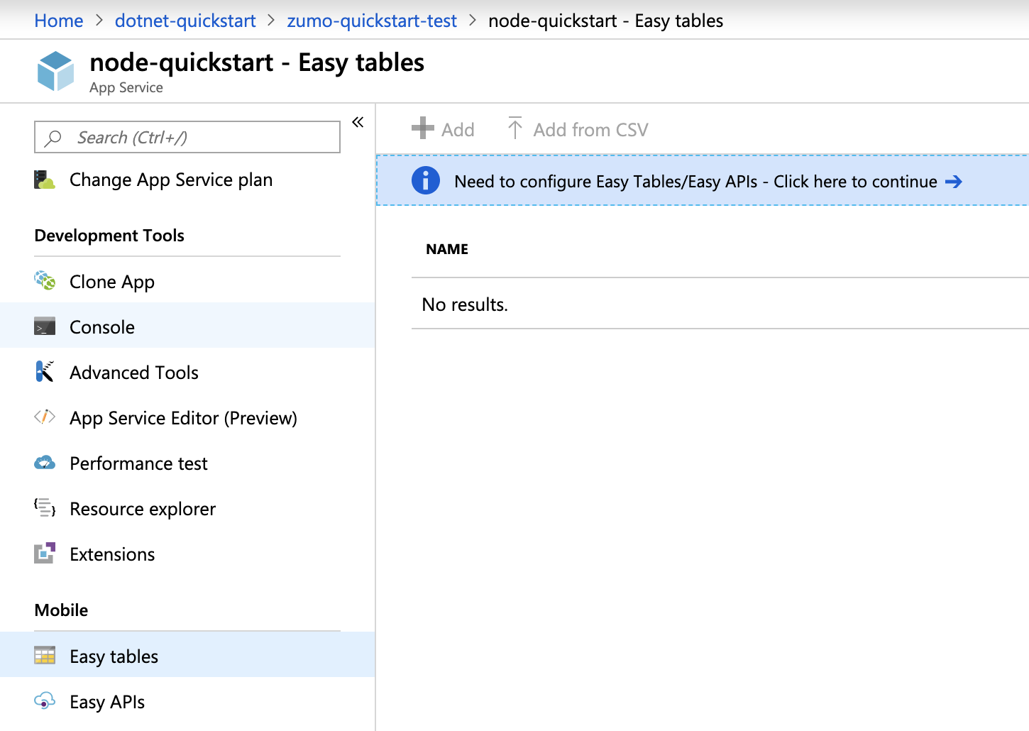 Tables faciles Node