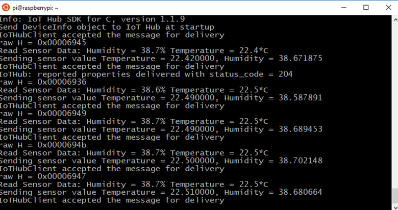 Sortie de l’application de Raspberry Pi