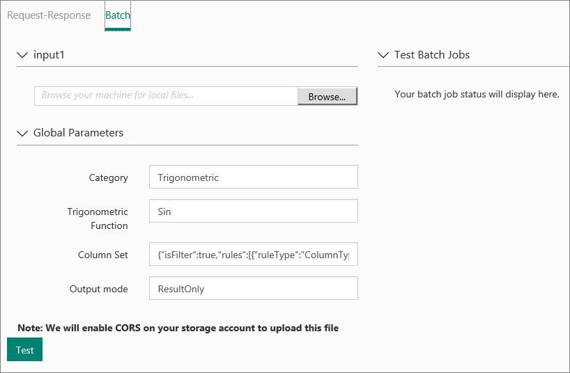 Tester votre travail d'exécution de lots avec le portail de services web