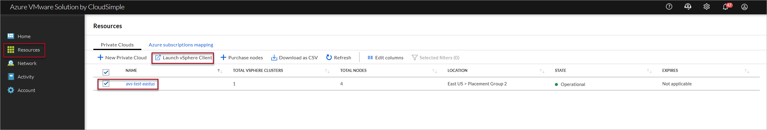 Lancer le client vSphere - Ressources