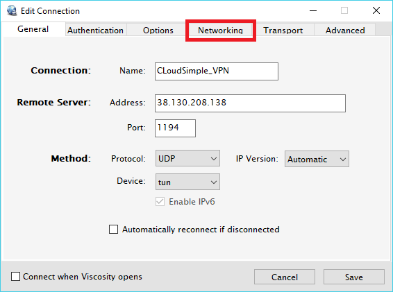 Modifier la connexion VPN